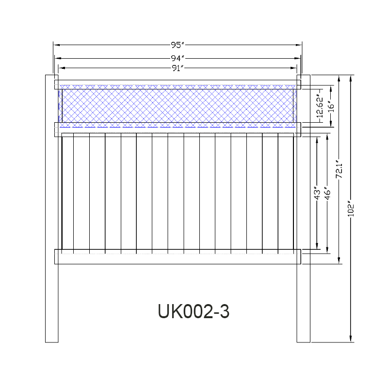 4 'x 8' современный виниловый забор с верхней решеткой